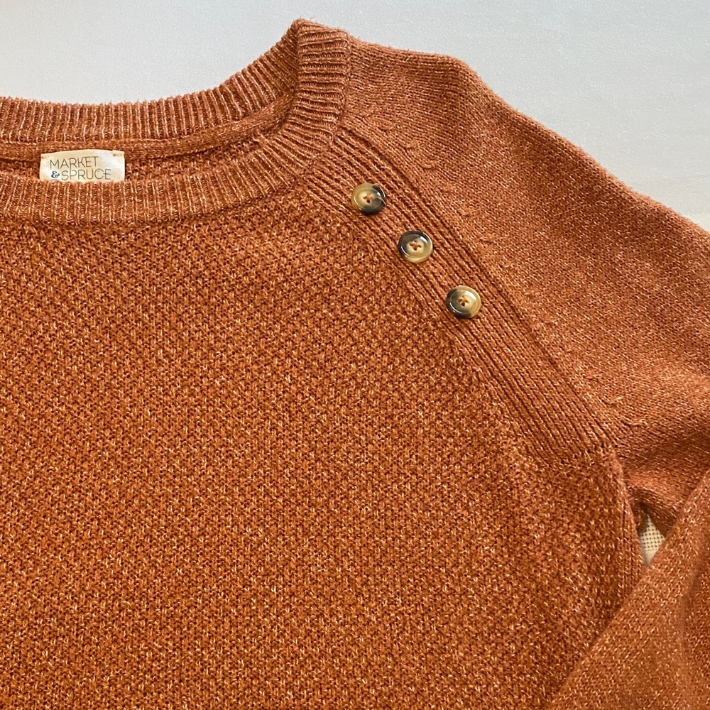 Market & Spruce Women's Rust Sweater with Button Detail - Picture 2 of 8